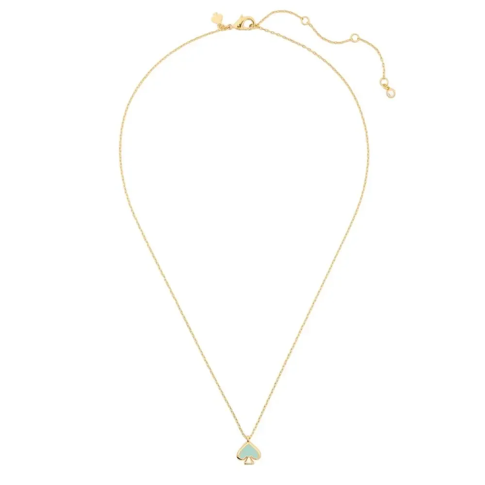Kate Spade Everyday Spade Enamel Necklace in Crystal Blue and Gold Tone